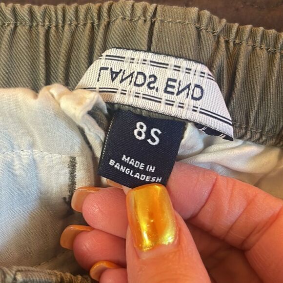 Lands’ End boys olive khaki pants.  Elastic adjustable waist.  Size 8 slim. - Picture 3 of 6
